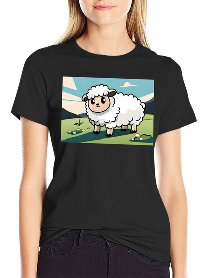 Camiseta Negra con Diseño de Oveja Linda