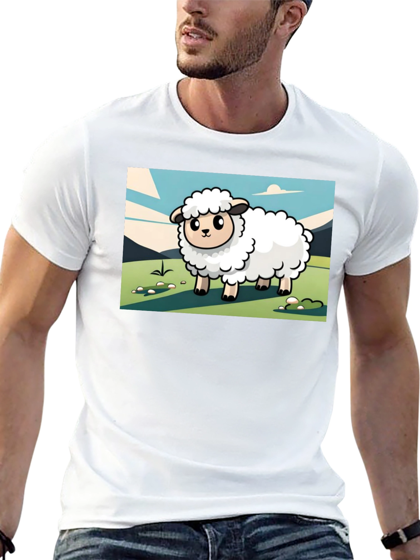 Camiseta Negra con Diseño de Oveja Linda