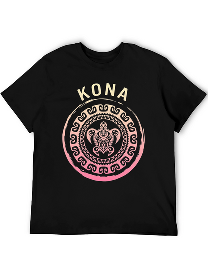 Camiseta Negra Kona Tortuga Tribal Hawaiiana