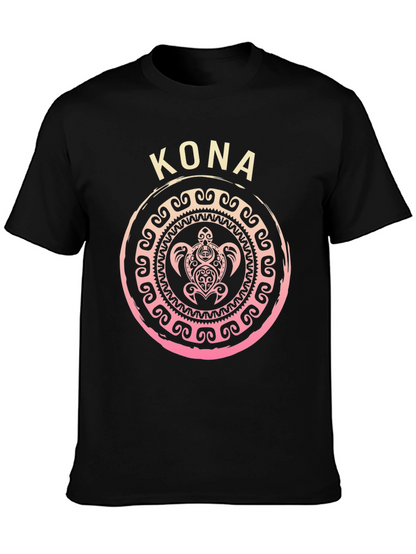 Camiseta Negra Kona Tortuga Tribal Hawaiiana