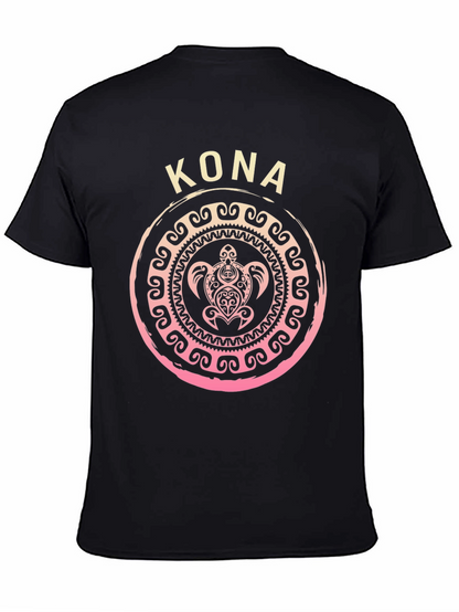 Camiseta Negra Kona Tortuga Tribal Hawaiiana