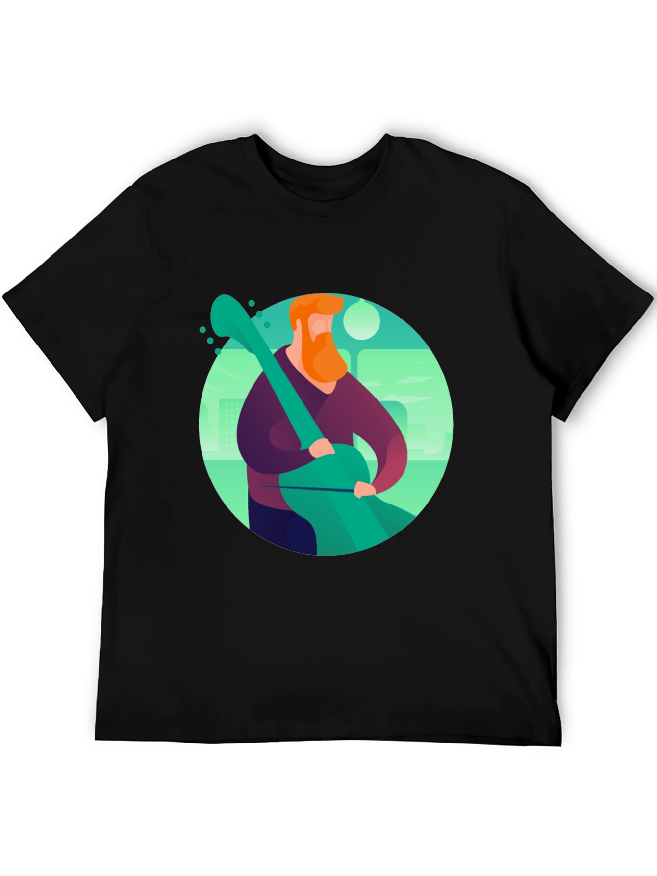 Camiseta Negra con Diseño de Músico Ilustrado