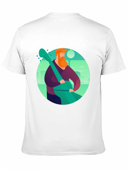 Camiseta Negra con Diseño de Músico Ilustrado