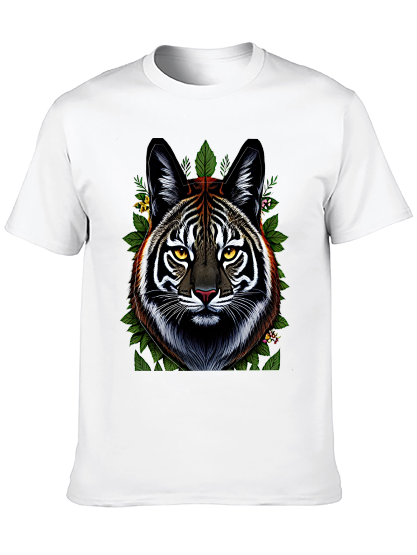 Camiseta Negra con Diseño de Tigre Floral