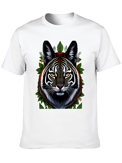Camiseta Negra con Diseño de Tigre Floral