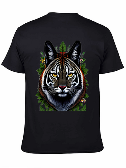Camiseta Negra con Diseño de Tigre Floral