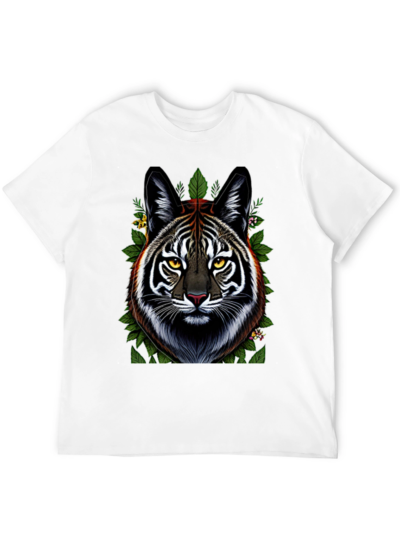 Camiseta Negra con Diseño de Tigre Floral