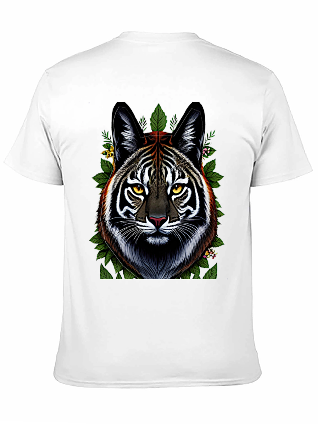 Camiseta Negra con Diseño de Tigre Floral
