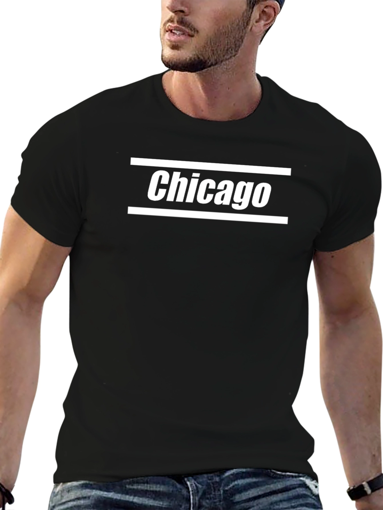 Camiseta Negra Chicago Diseño Urbano Casual