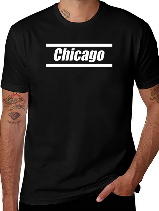 Camiseta Negra Chicago Diseño Urbano Casual