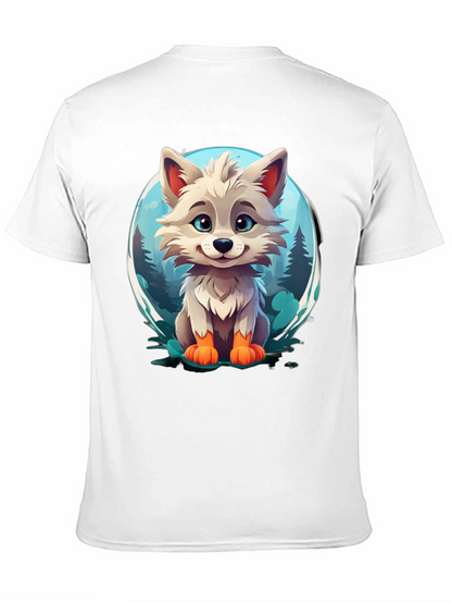 Camiseta Negra con Diseño de Lobo Animado