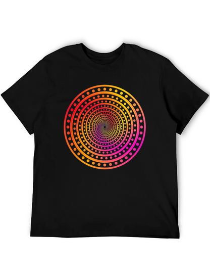 Camiseta Negra con Diseño Circular Psicodélico