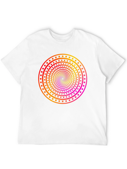 Camiseta Negra con Diseño Circular Psicodélico