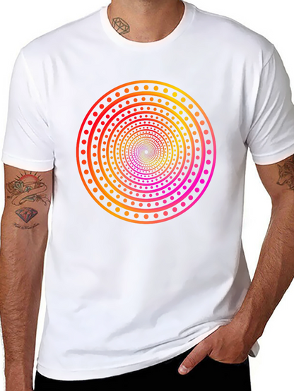 Camiseta Negra con Diseño Circular Psicodélico