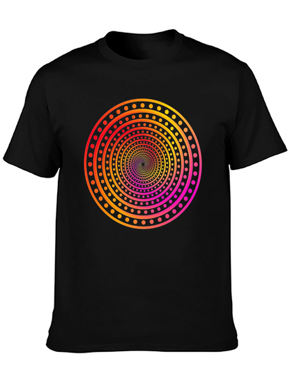 Camiseta Negra con Diseño Circular Psicodélico