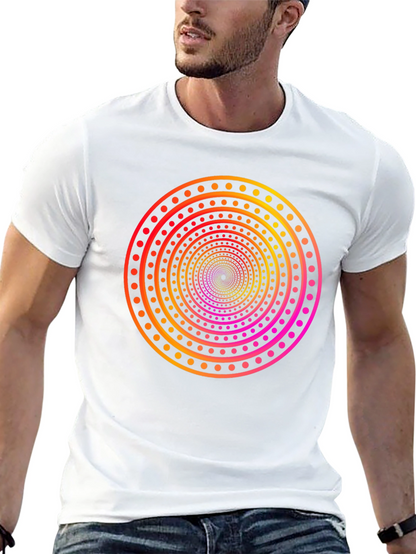 Camiseta Negra con Diseño Circular Psicodélico