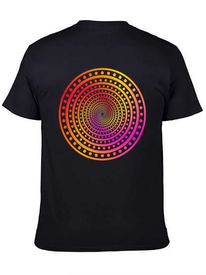Camiseta Negra con Diseño Circular Psicodélico