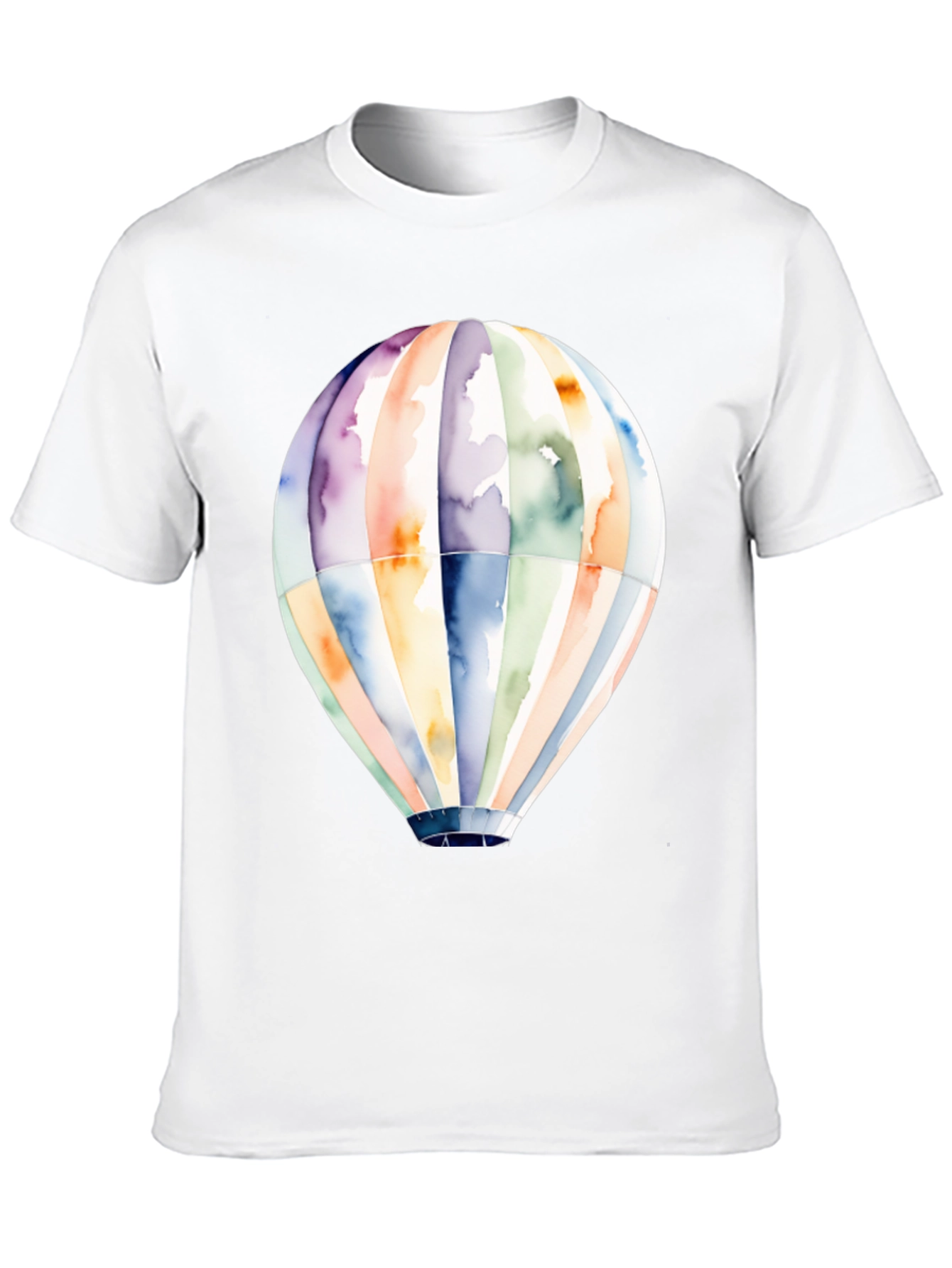 Camiseta Negra Globo Aerostático Acuarela