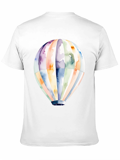 Camiseta Negra Globo Aerostático Acuarela