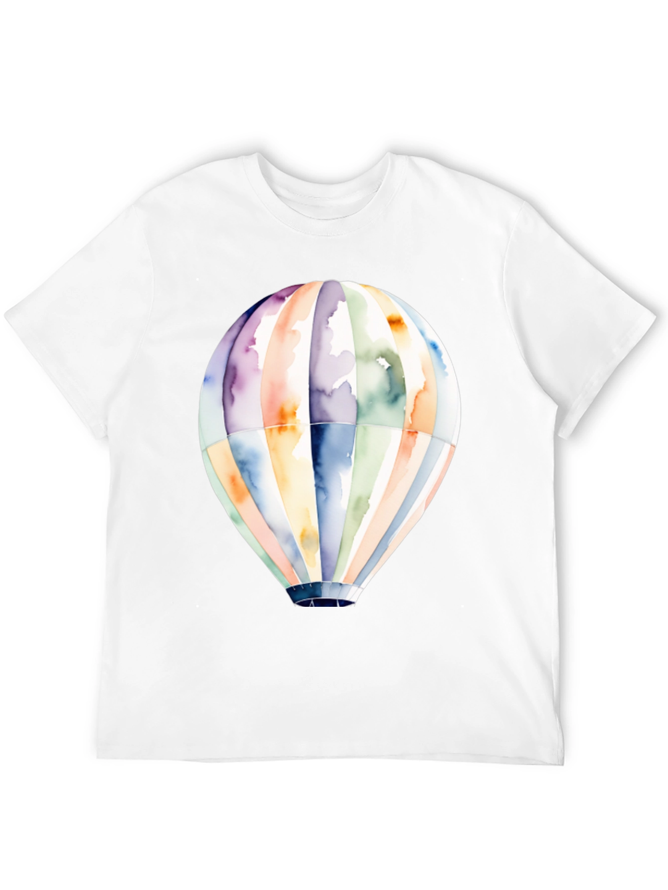 Camiseta Negra Globo Aerostático Acuarela