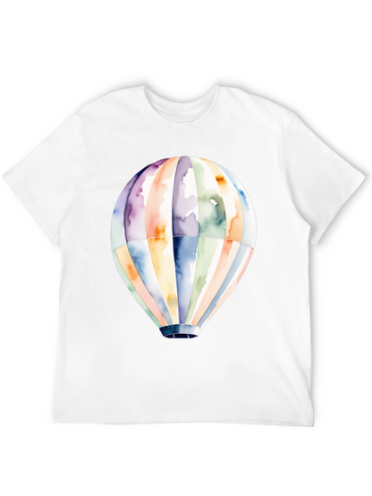 Camiseta Negra Globo Aerostático Acuarela