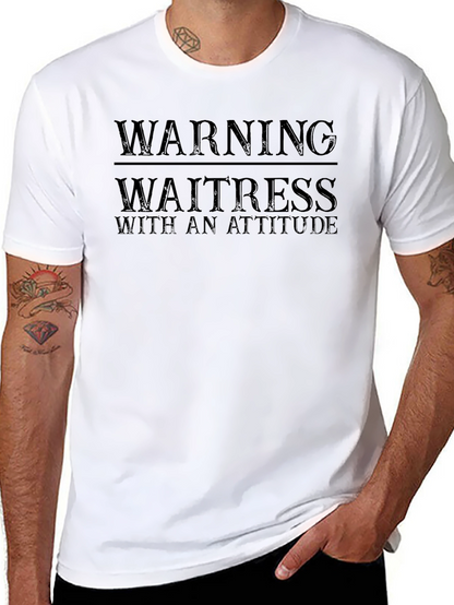 Camiseta Negra Warning Waitress With An Attitude