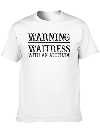 Camiseta Negra Warning Waitress With An Attitude