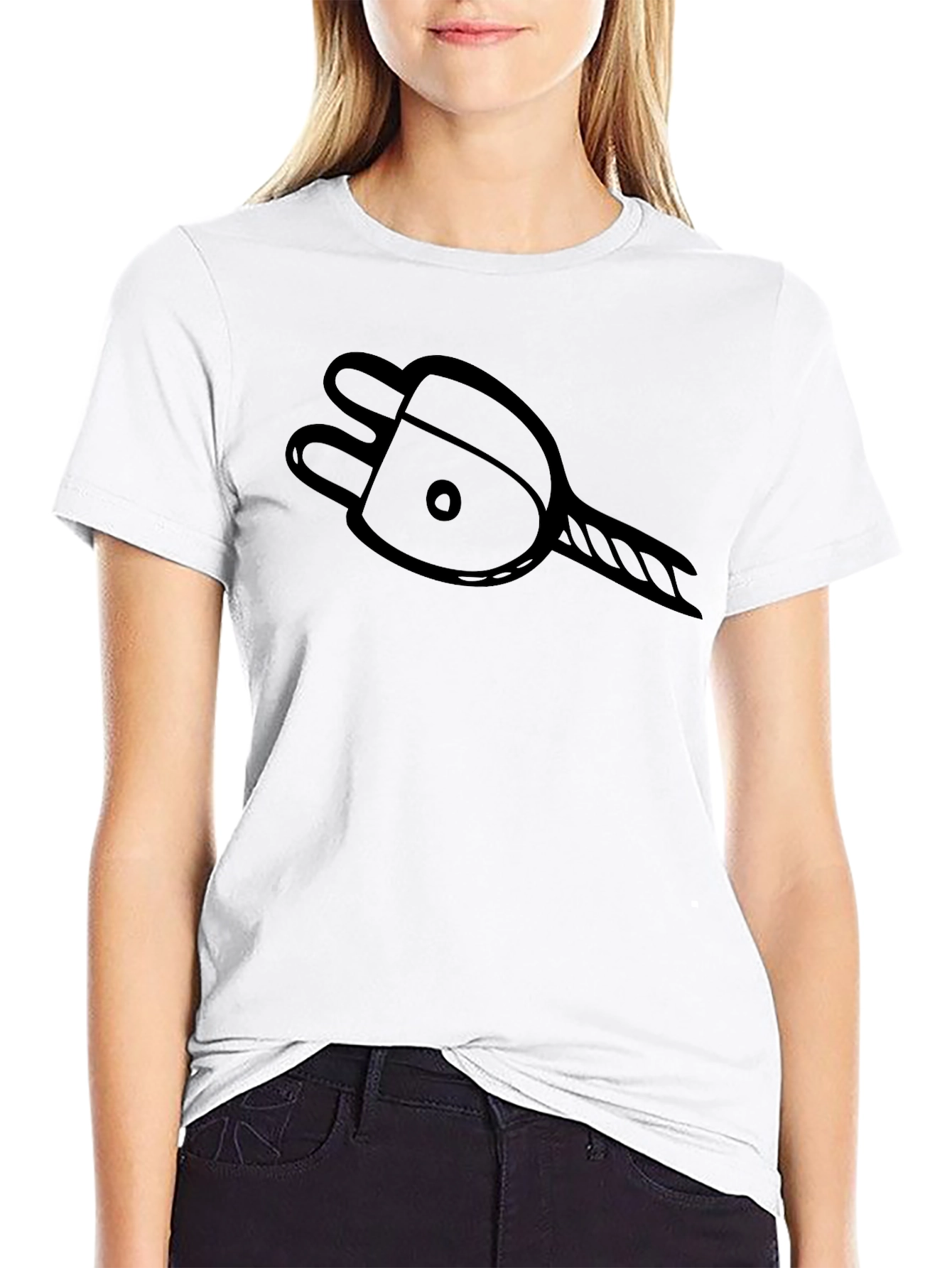 Camiseta Negra con Diseño de Enchufe
