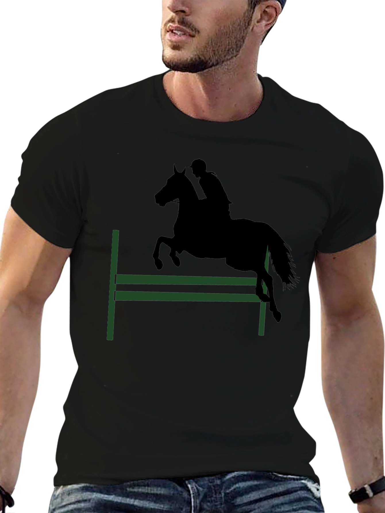 Camiseta Negra Silueta Ecuestre