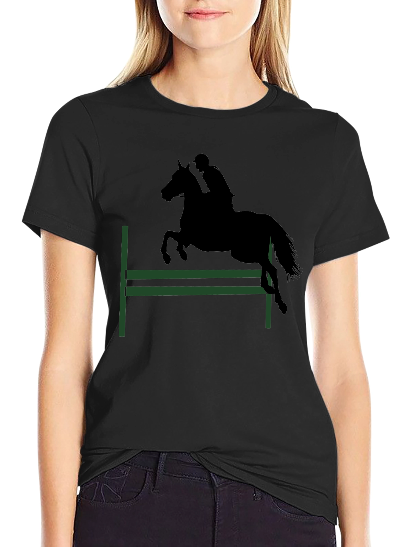 Camiseta Negra Silueta Ecuestre