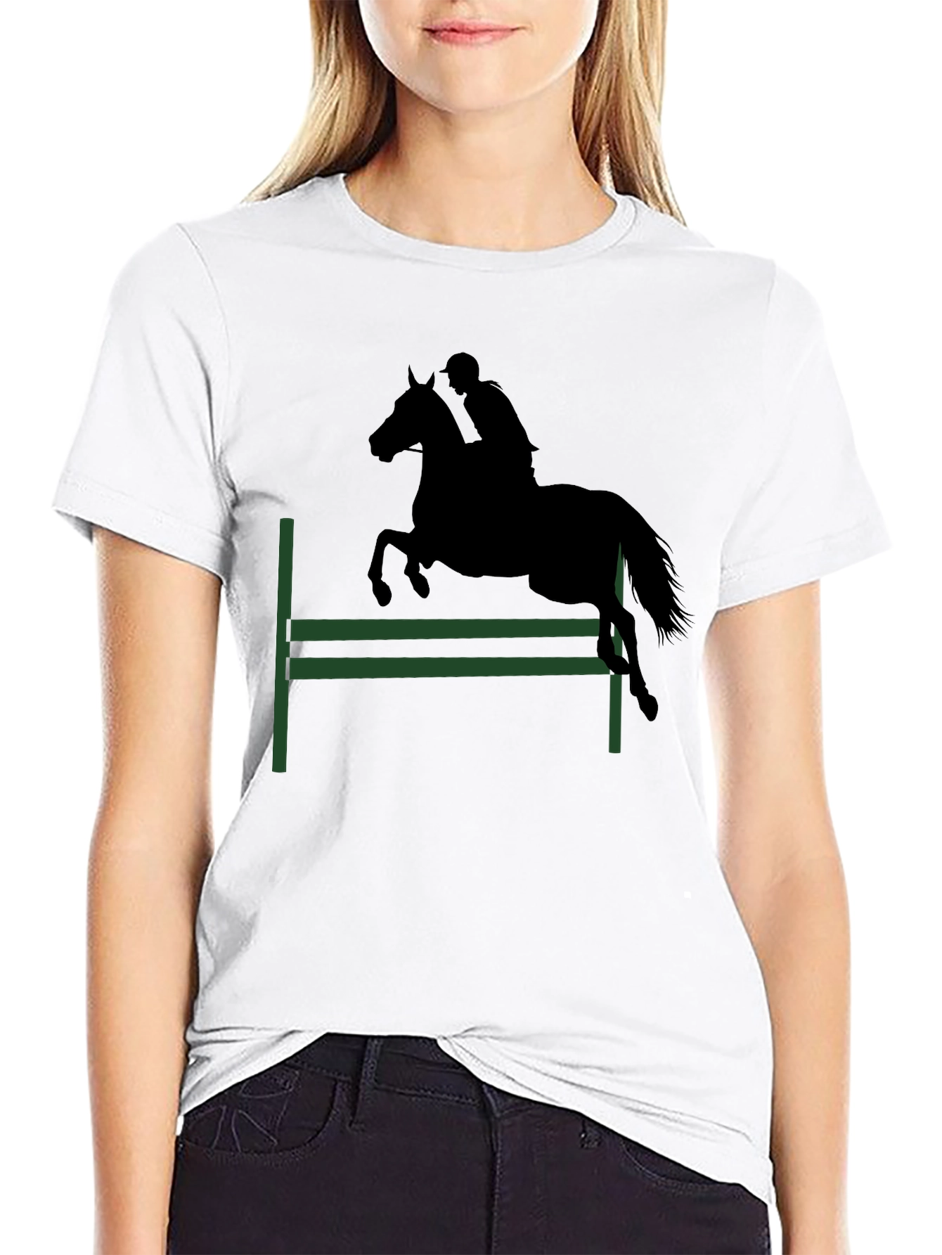 Camiseta Negra Silueta Ecuestre