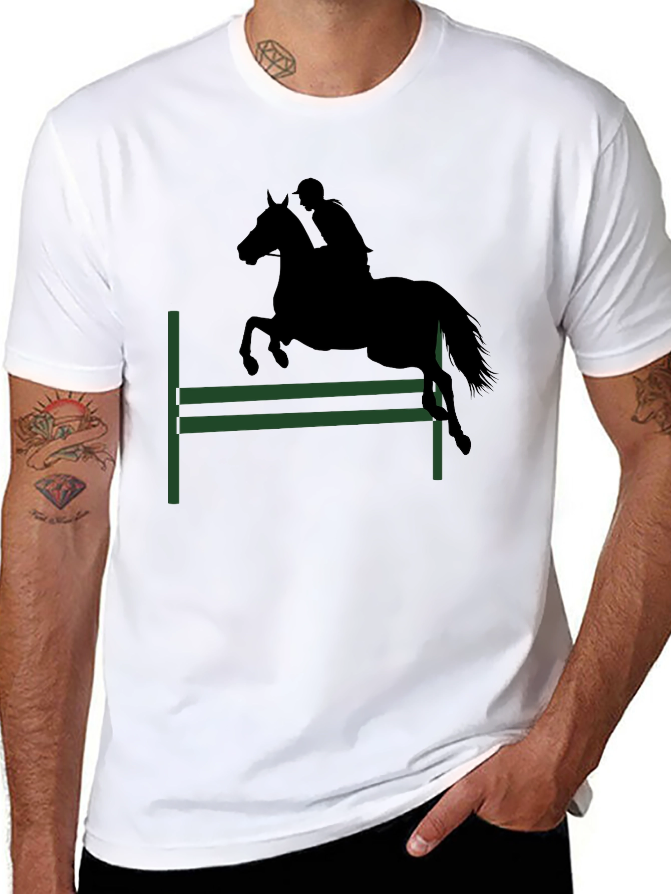 Camiseta Negra Silueta Ecuestre