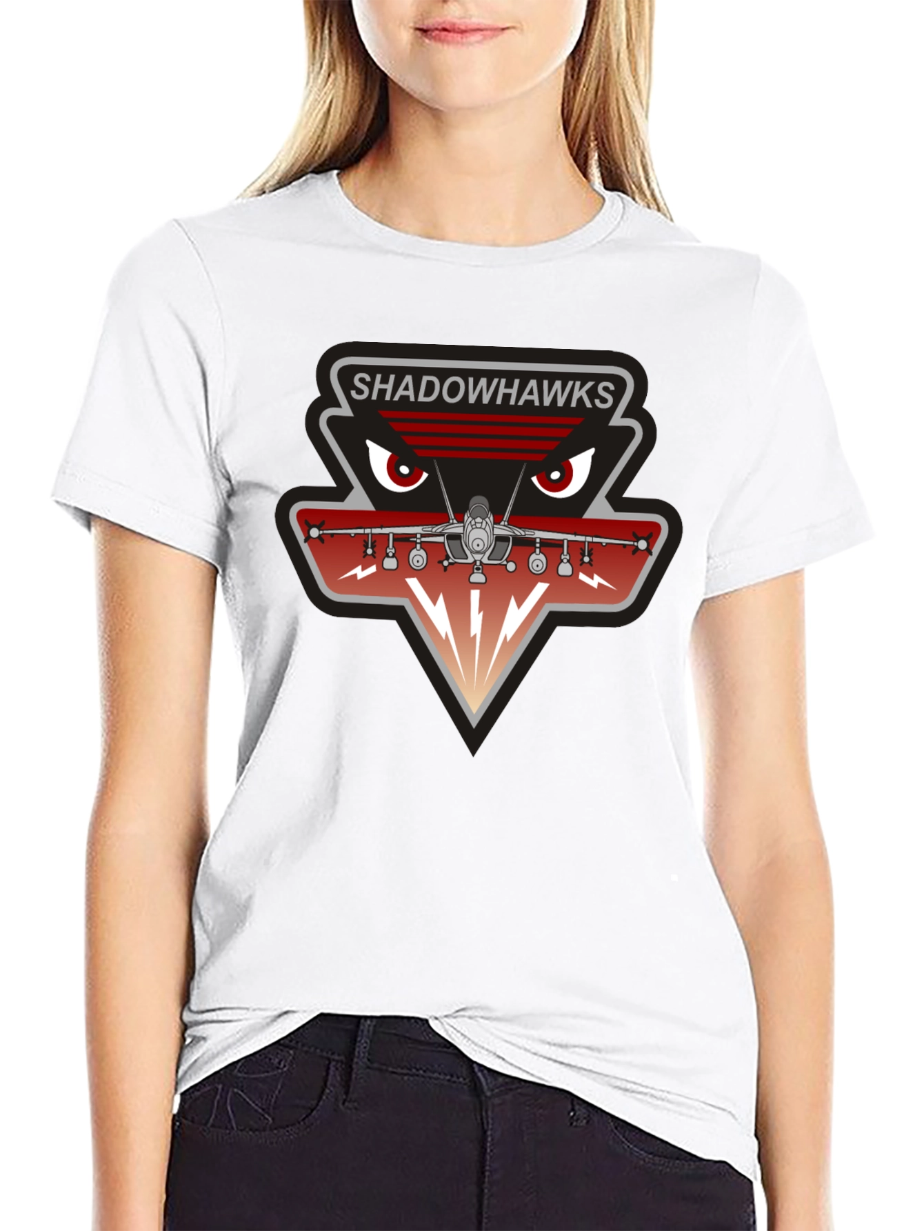 Camiseta Negra Shadowhawks - Diseño Aviación Militar