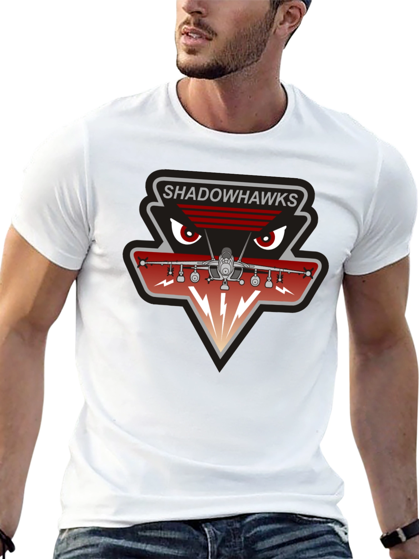 Camiseta Negra Shadowhawks - Diseño Aviación Militar