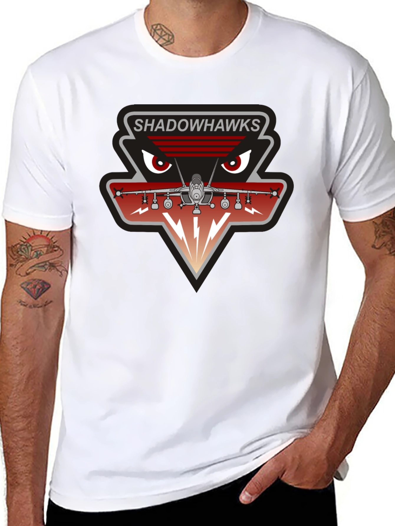 Camiseta Negra Shadowhawks - Diseño Aviación Militar