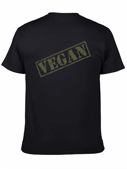 Camiseta Negra Vegan Militar Hombre Algodón