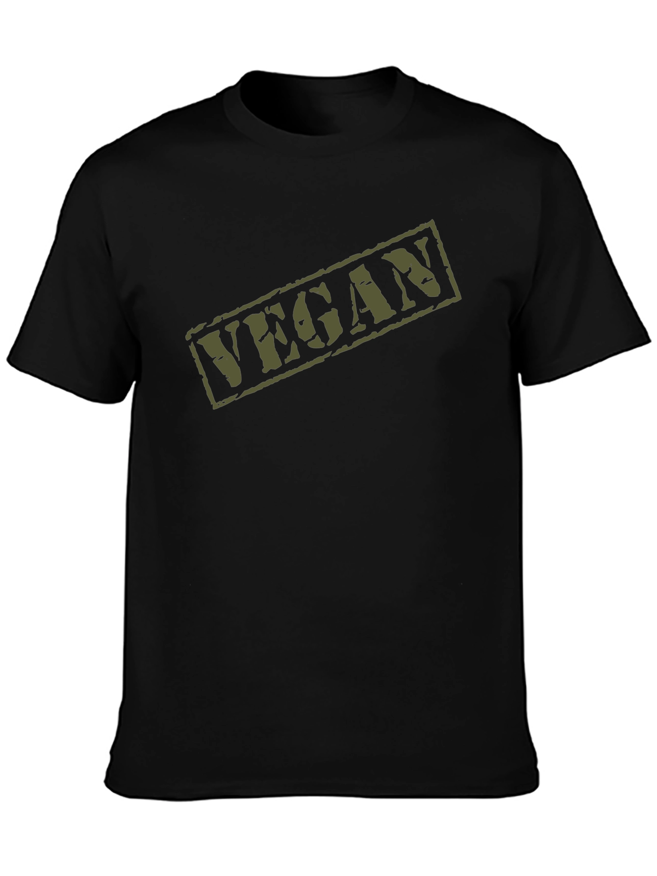 Camiseta Negra Vegan Militar Hombre Algodón