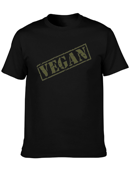 Camiseta Negra Vegan Militar Hombre Algodón