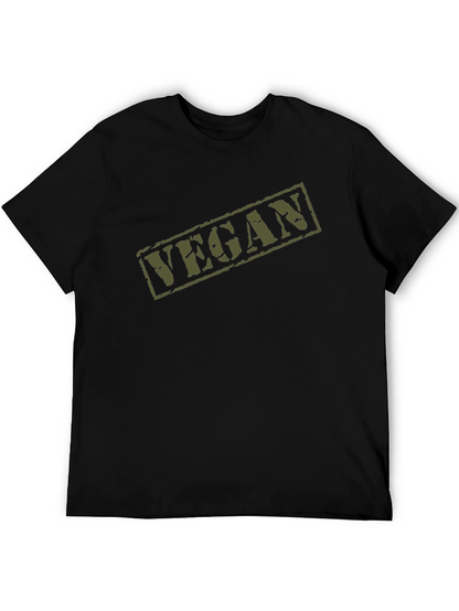 Camiseta Negra Vegan Militar Hombre Algodón