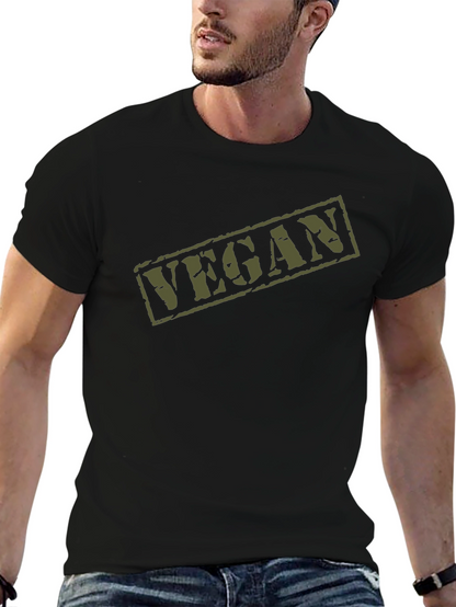 Camiseta Negra Vegan Militar Hombre Algodón