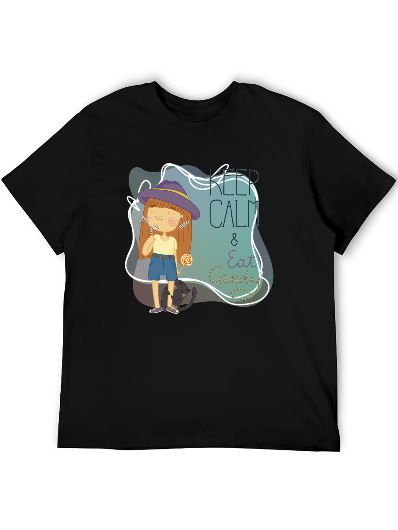 Camiseta Negra Keep Calm & Eat