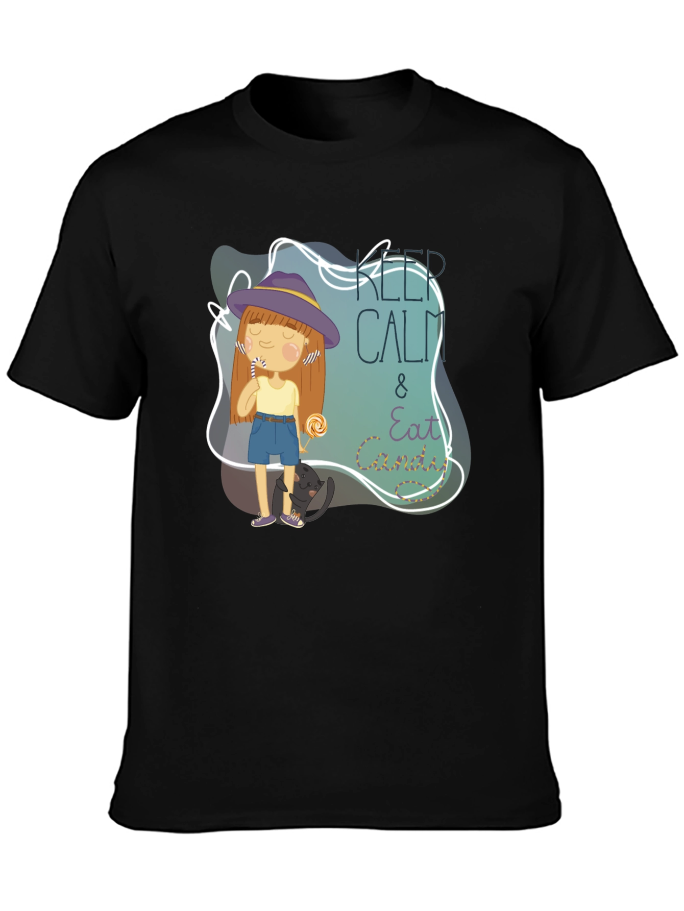Camiseta Negra Keep Calm & Eat