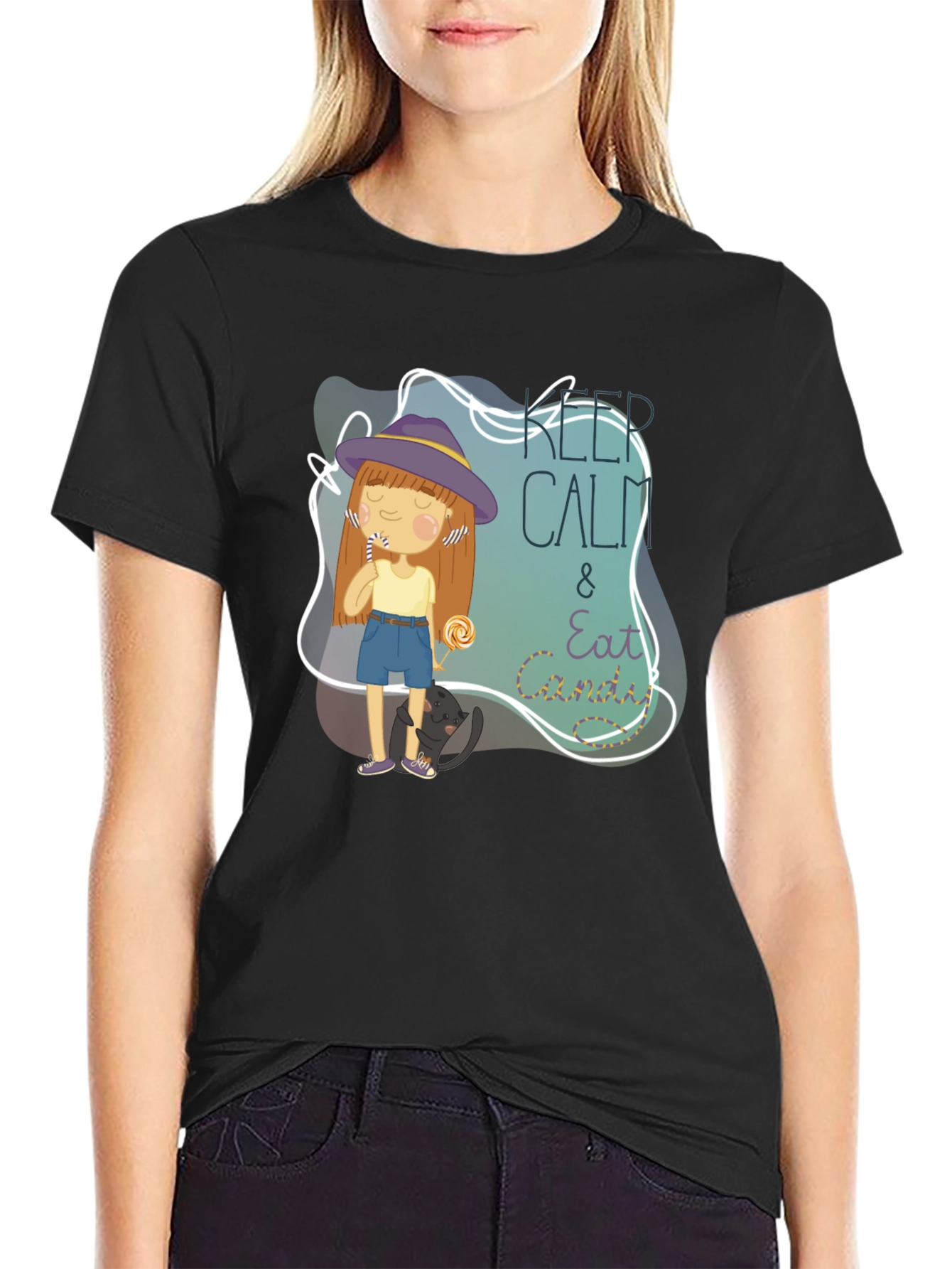 Camiseta Negra Keep Calm & Eat