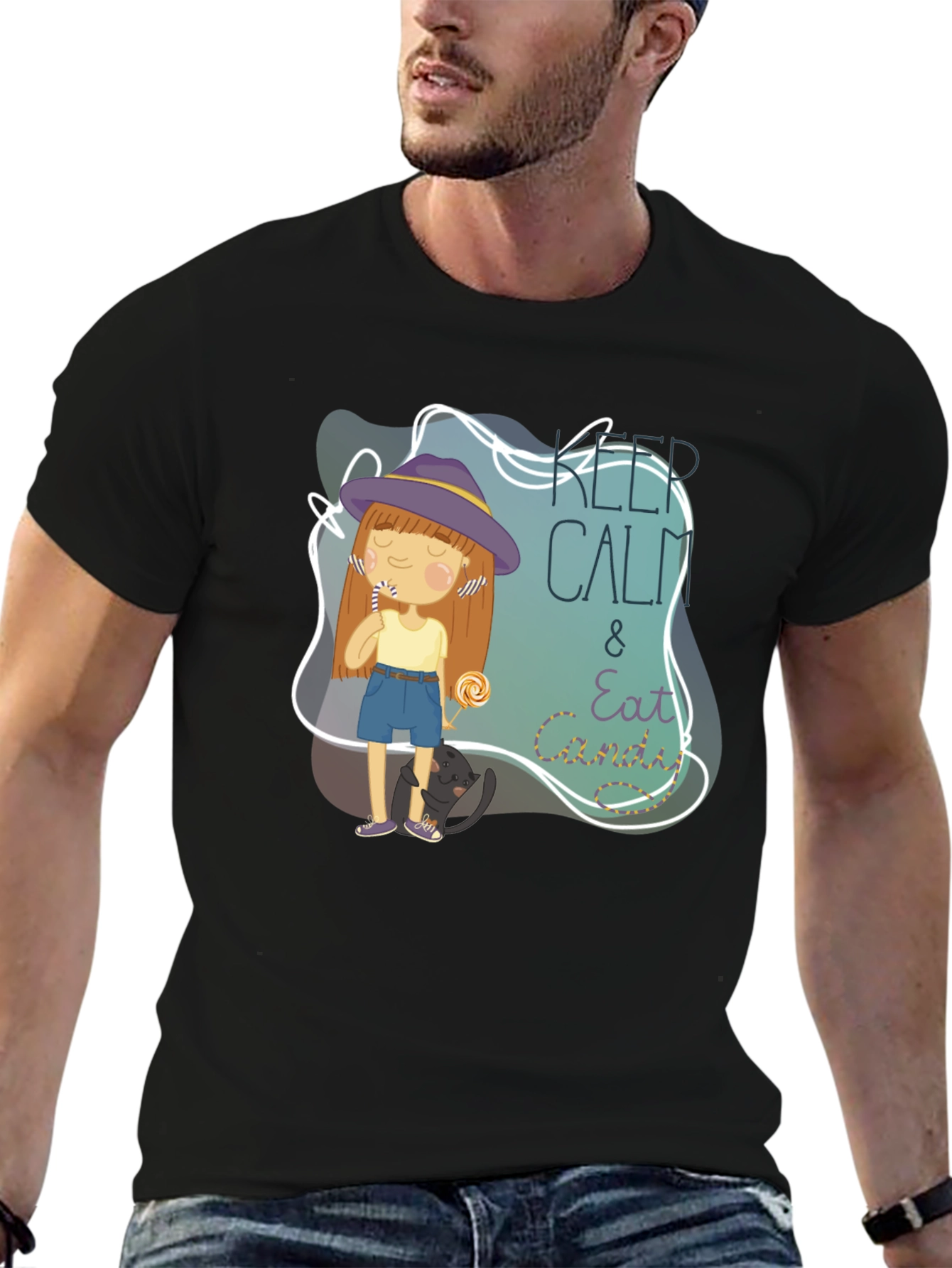 Camiseta Negra Keep Calm & Eat
