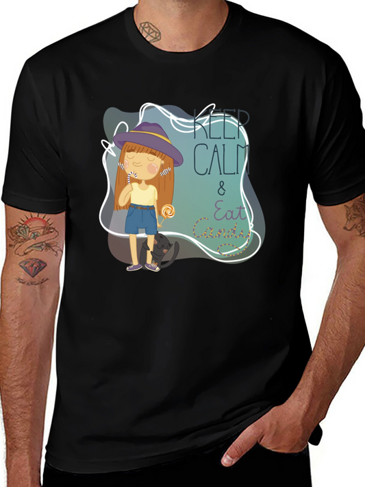 Camiseta Negra Keep Calm & Eat