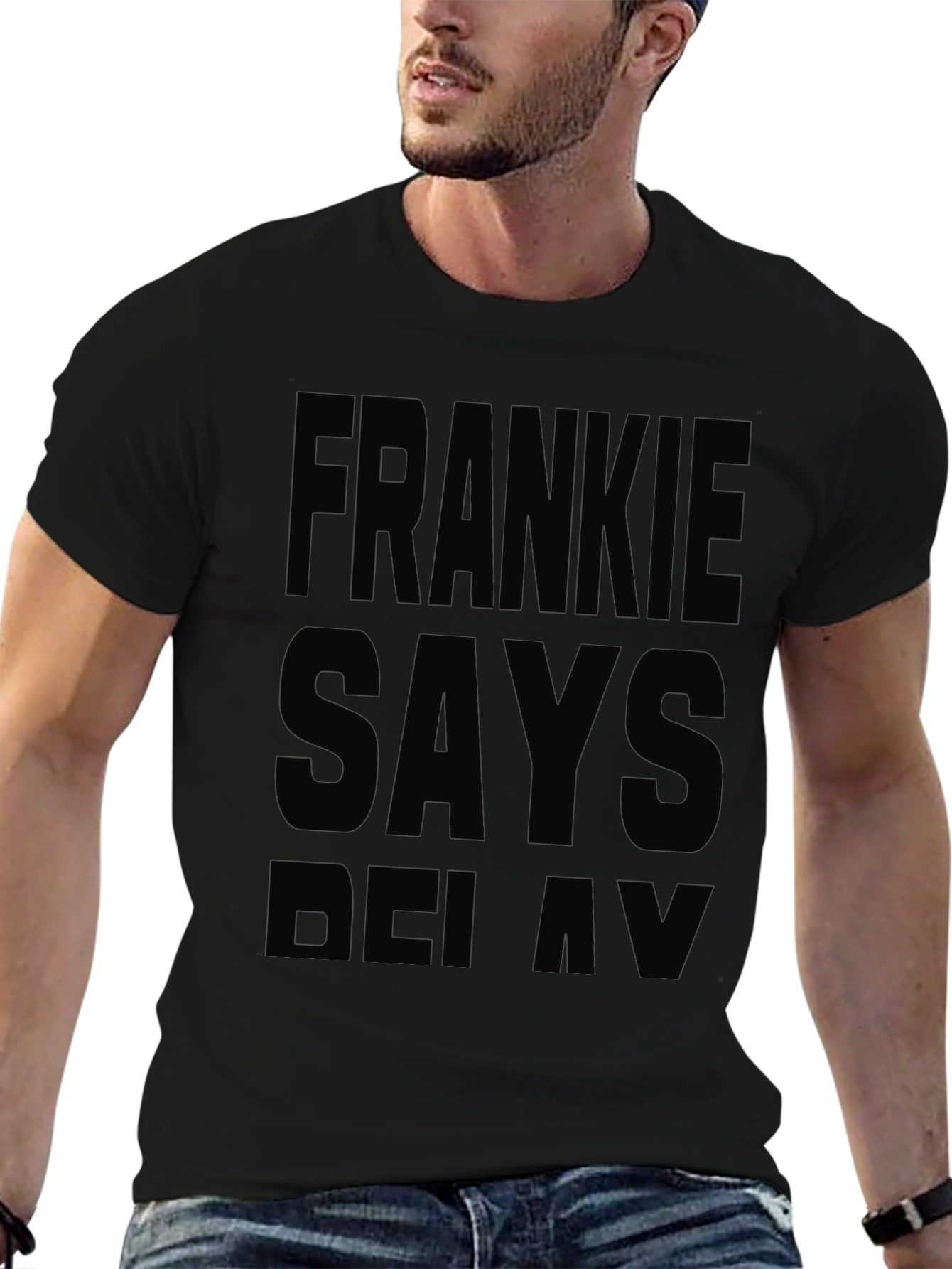 Camiseta Negra Frankie Says Relax - Estilo Casual