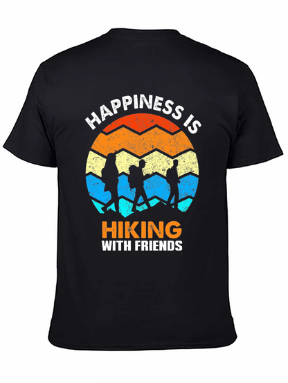 Camiseta Negra Happiness is Hiking with Friends