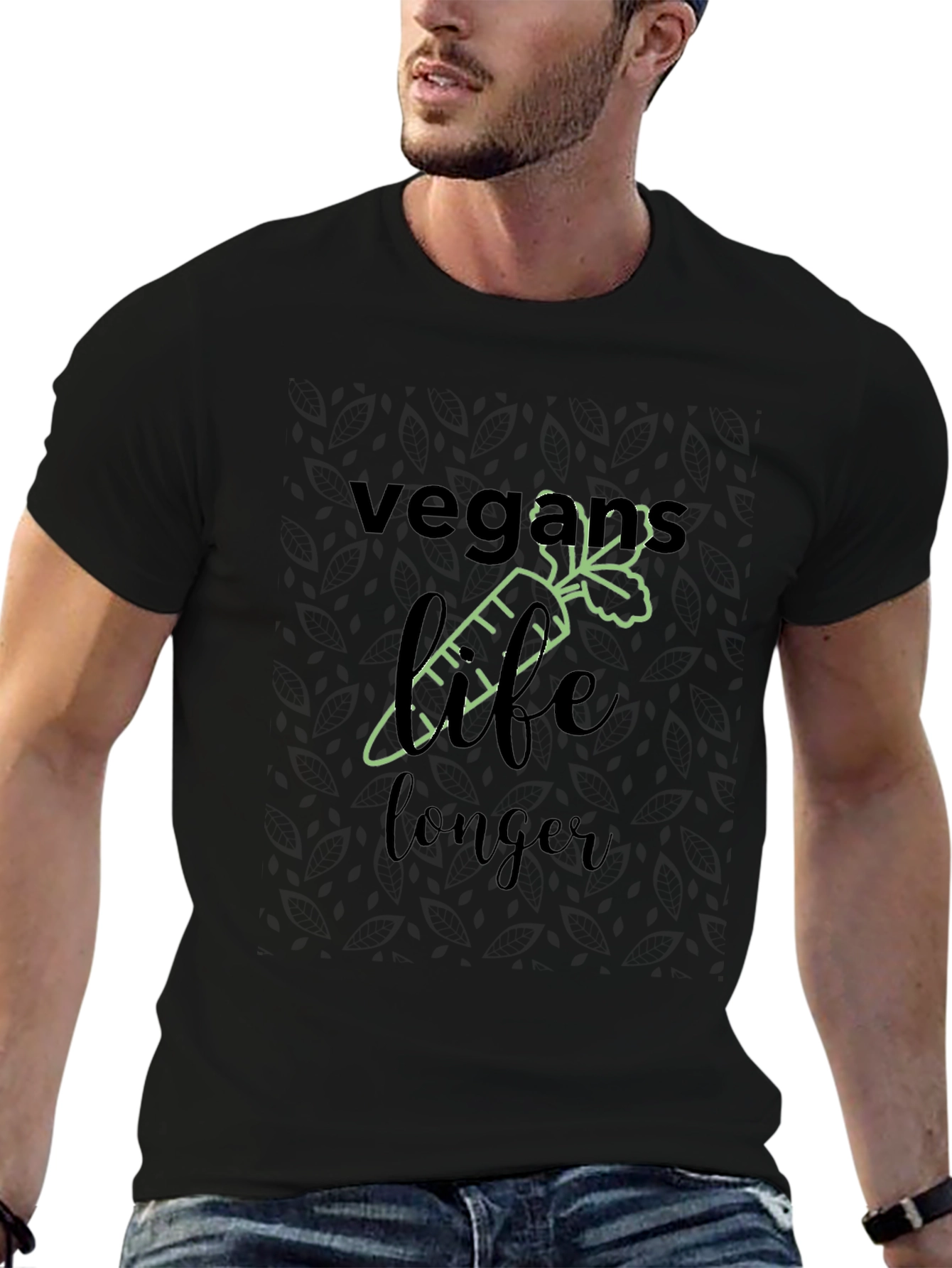 Camiseta Negra Vegana Vida Más Larga