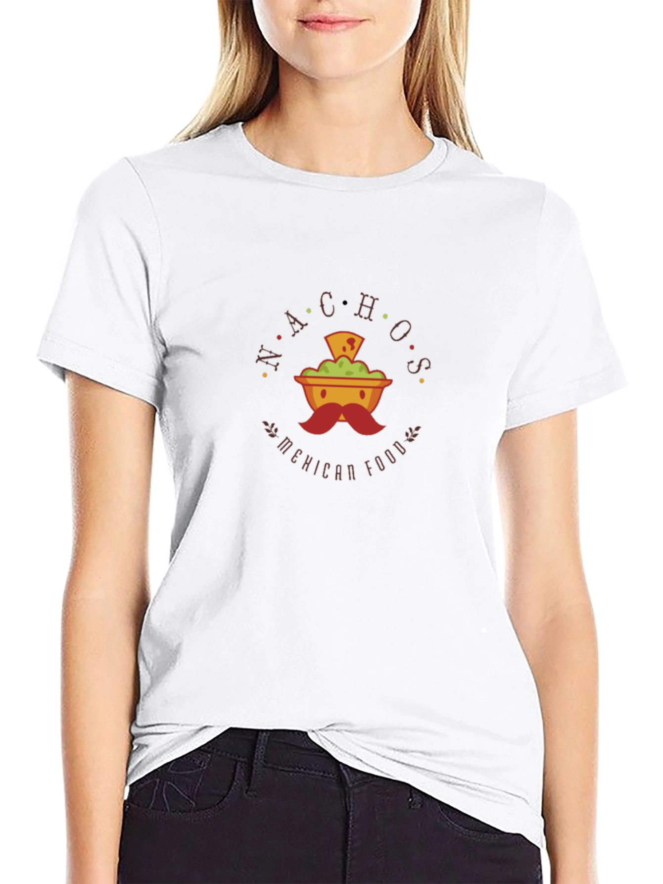 Camiseta Negra con Diseño de Nachos Mexicanos