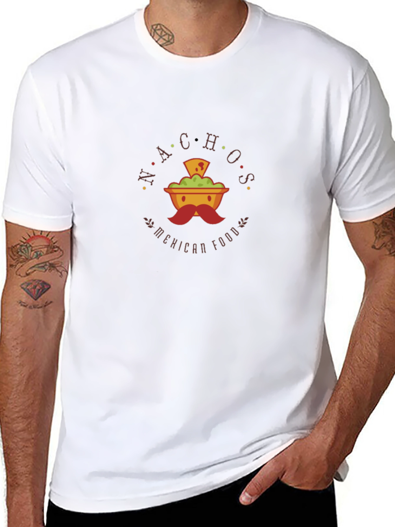 Camiseta Negra con Diseño de Nachos Mexicanos